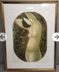 Meditating Nude Lithograph by Alain Bonnefoit