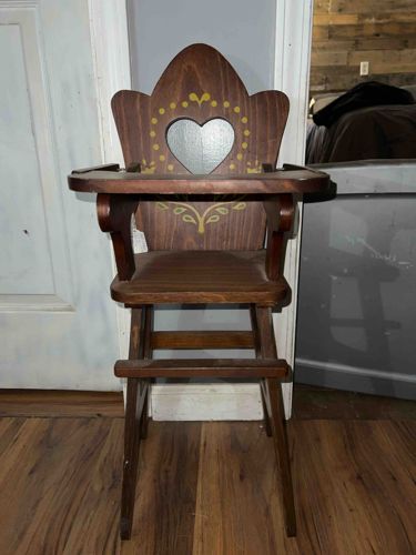 Doll High Chair with Heart Cutout