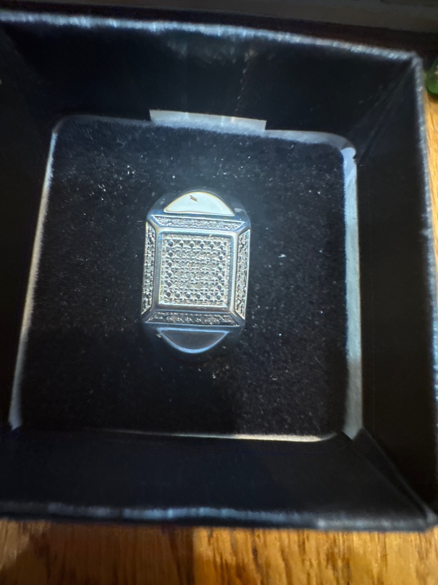 Submitted photo of Silver-tone pavé set signet ring
