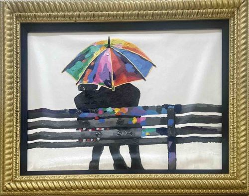 Colorful Umbrella Couple Acrylic Painting
