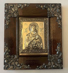 Framed Orthodox Icon of the Theotokos and Christ Child