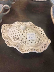 Reticulated Ceramic Trinket Box / Covered Dish