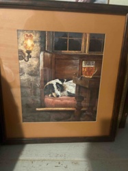 Framed Print of Dog in Pub Scene
