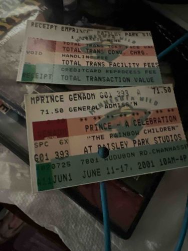 Prince - A Celebration at Paisley Park Studios Admission Tickets and Receipts (June 11-17, 2001)