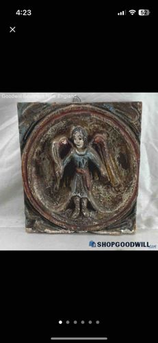 Vintage Carved Wooden Angel Wall Art