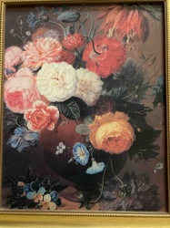 Floral Still Life Reproduction Print in Gold Frame