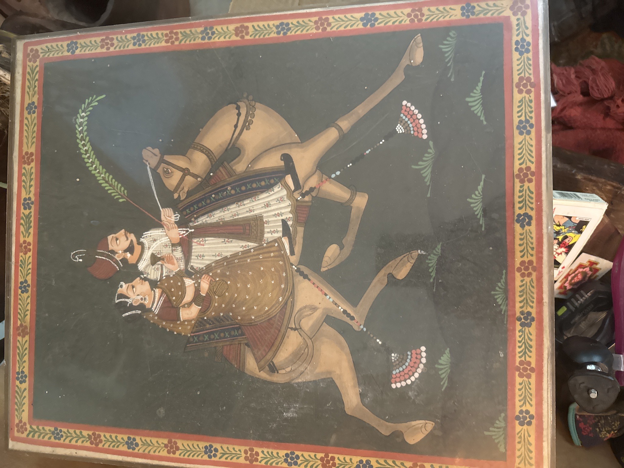 Submitted photo of Indian Miniature Painting on Panel Depicting Royalty on Camels