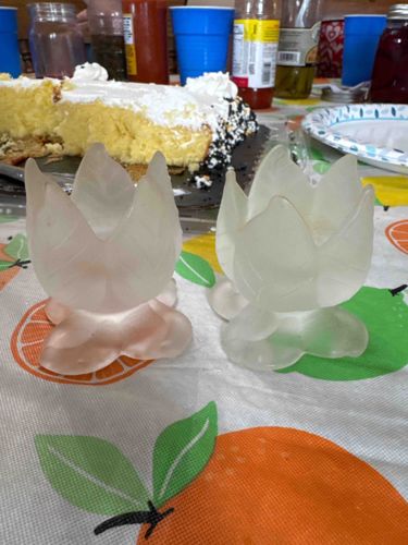 Frosted Glass Lotus Candle Holders