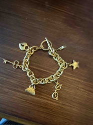 Gold-Toned Charm Bracelet with Toggle Clasp