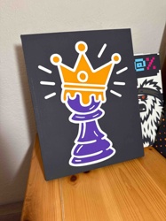 Satirical Chess Pawn with Crown Canvas Print