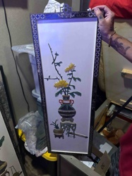 Framed Chinese Ivory Dynasty Floral Relief Panel