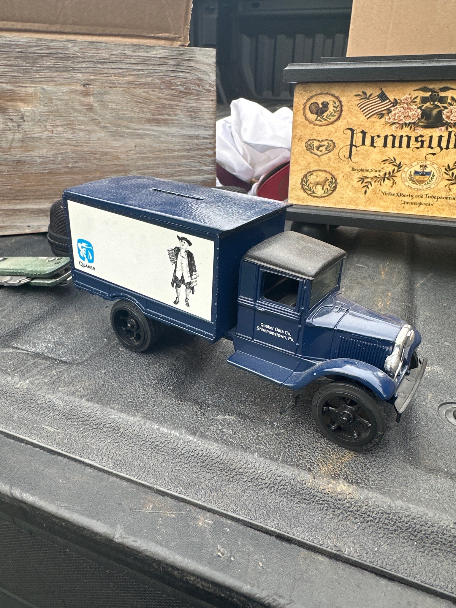 Submitted photo of Quaker Oats Die-Cast Metal Toy Truck Bank (not authenticated)