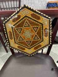 Inlaid Hexagonal Tray or Wall Decor