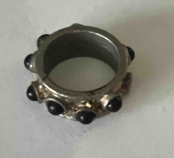 Metal Ring with Black Cabochons