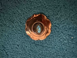 Southwestern-Style Turquoise and Copper Concho Brooch/Pin