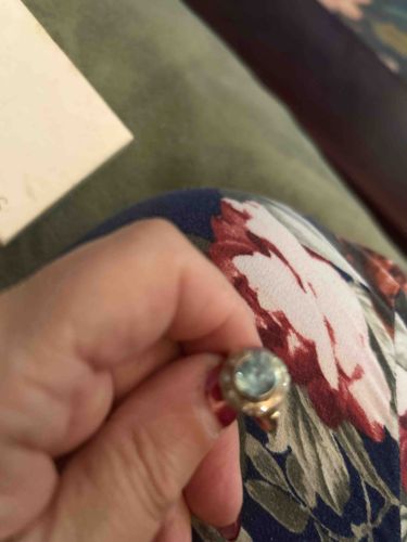 Vintage Aquamarine and Silver-Toned Solitaire Ring