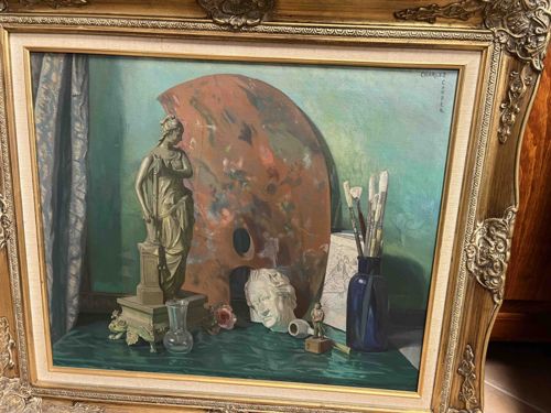 Still Life with Artist's Palette, Statue, and Bust