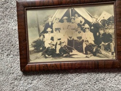 Framed Group Photograph of People at a Military Encampment