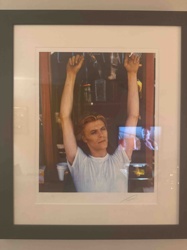 Framed Photograph of David Bowie with Arms Raised
