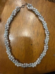 Two-Tone Twisted Multi-Strand Pearl Necklace