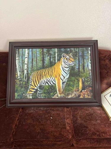 Framed Tiger in Forest Print or Painting