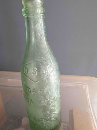 Oahu Soda Works (O.S.W.) Embossed Glass Soda Bottle