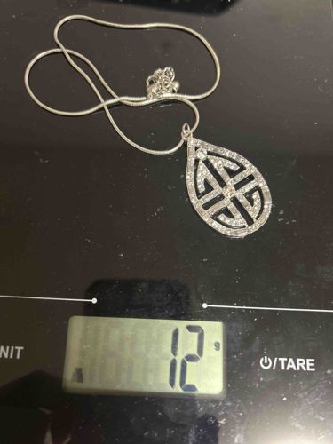 Rhinestone Teardrop Pendant Necklace with Snake Chain