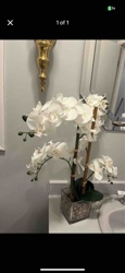 Artificial Phalaenopsis Orchid Arrangement in Square Glass Planter