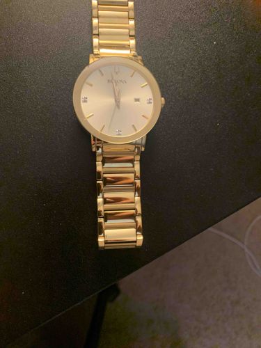 Bulova Gold-Tone Diamond Accent Date Watch