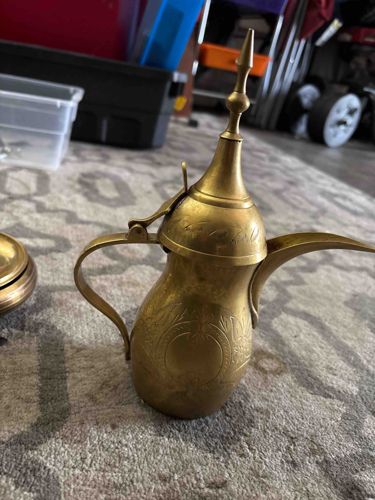 Vintage Indian Brass Dallah Coffee Pot