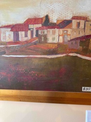 Textured Abstract Village Landscape Painting