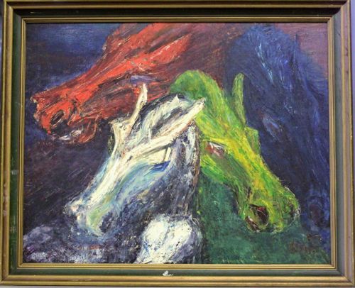 Mid-Century Expressionist Abstract Horse Heads