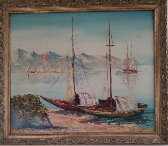 Submitted photo of Oil seascape signed 'M. Roy'