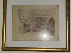 Framed 19th Century Domestic Scene Engraving/Print