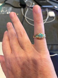 Gold-Tone Opal and Turquoise Gemstone Ring