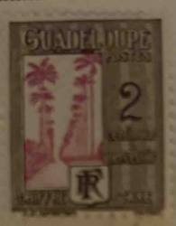 Guadeloupe Postage Stamp (Likely 2 Francs)