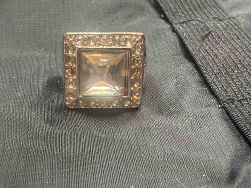 Bezel-Set Square Cocktail Ring with Halo