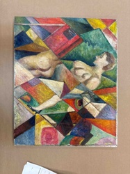 Woman with a Mirror, 1915 Oil Painting on Canvas by David Burliuk