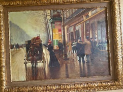 Parisian Street Scene Oil Painting
