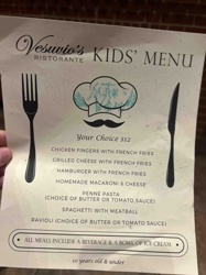 Vesuvio's Ristorante Kids' Menu