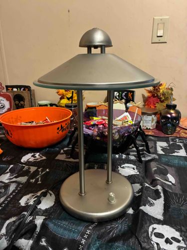 Modern Brushed Nickel and Glass Table Lamp