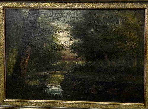 Forest Landscape with Stream Painting