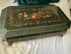 Inlaid Marquetry Octagonal Musical Jewellery Box