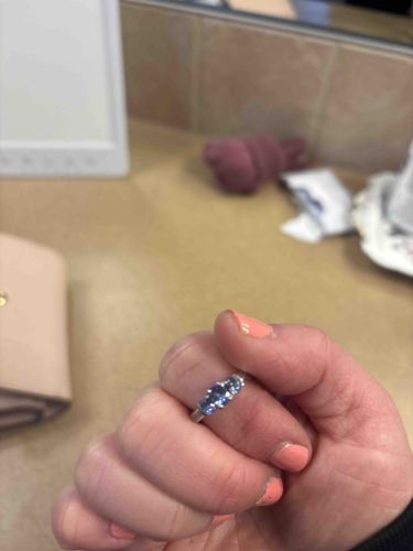 Three-Stone Light Blue Sapphire or Aquamarine Ring in White Gold/Platinum