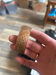 Embossed Geometric and Foliate Cuff Bracelet