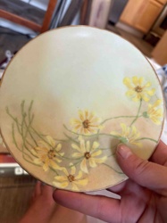 Hand-Painted Floral Ceramic Plate with Daisy Motif
