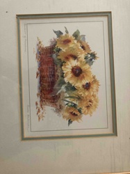 Framed Sunflower Basket Print by Ruth Buchsbaum