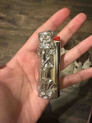 Stussy Chrome Lighter with Mermaid Relief