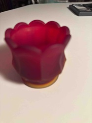 Ruby Red Scalloped Glass Votive Holder