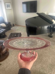 Ruby Red Flashed Depression Glass Cake Stand